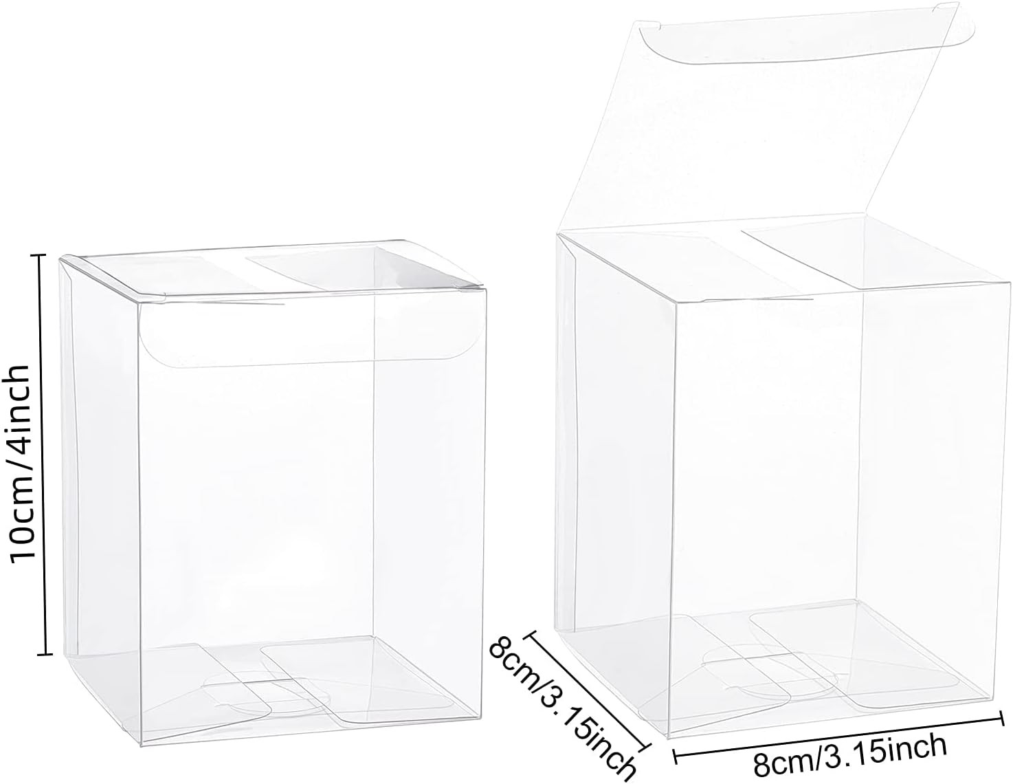 12PCS 3x3x4 Clear PVC Box Retangle Plastic Gift Box with Film in the Surface for gallery