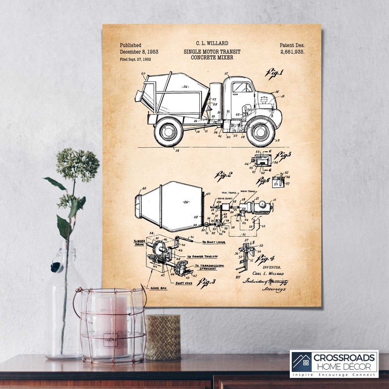 Construction Worker Gifts, Cement Mixer Patent Poster Print gallery