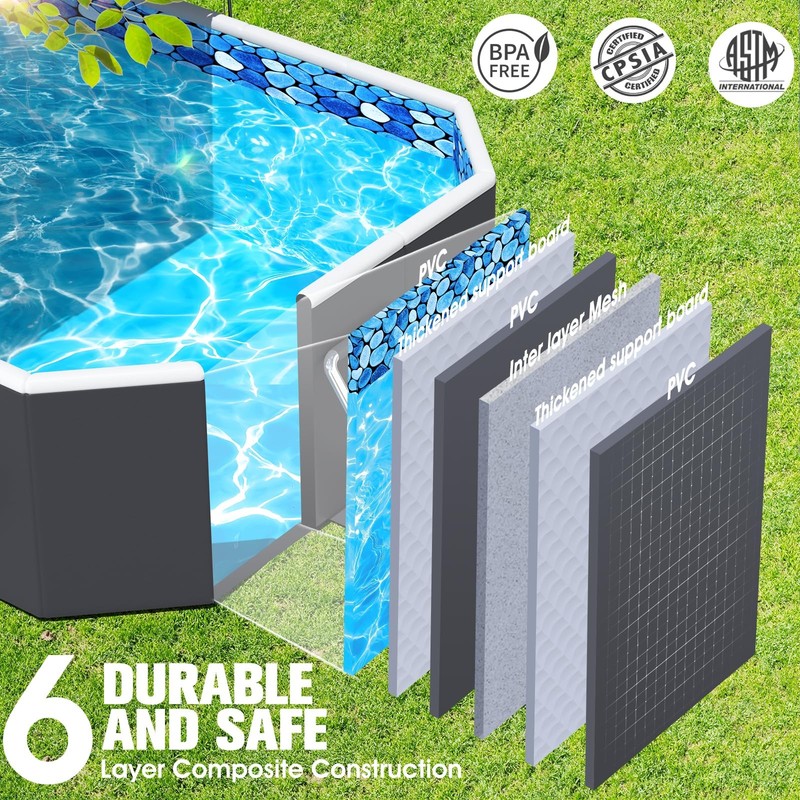 Durable Non Inflatable 90x50x20 Foldable Pool With Canopy For Adults And Kids gallery