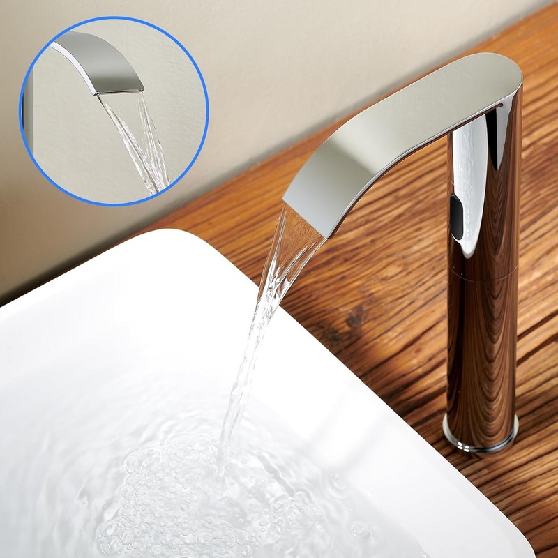 Touchless Bathroom Sink Faucet Automatic Sensor Waterfall Vessel Hands-Free Tall gallery