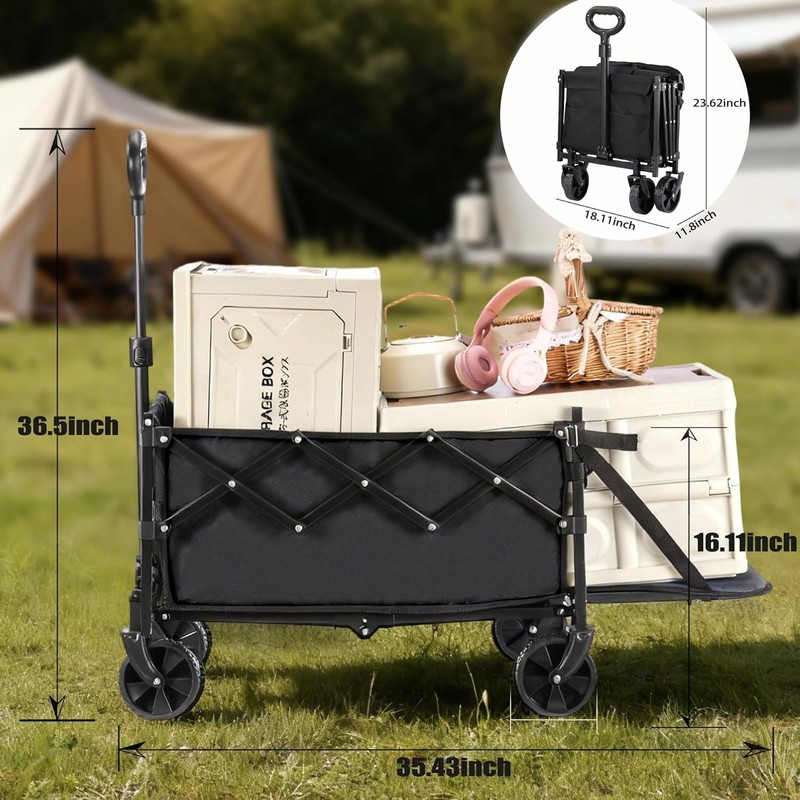 100L Folding Wagon Cart Push & Pull Beach, 350 lbs Weight Capacity Heavy Duty... gallery