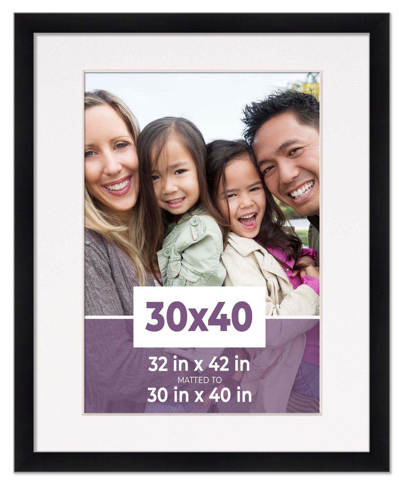 30x40 Frame Black With White Picture Mat For 30x40 Photo - Black 32x42 Frame To gallery