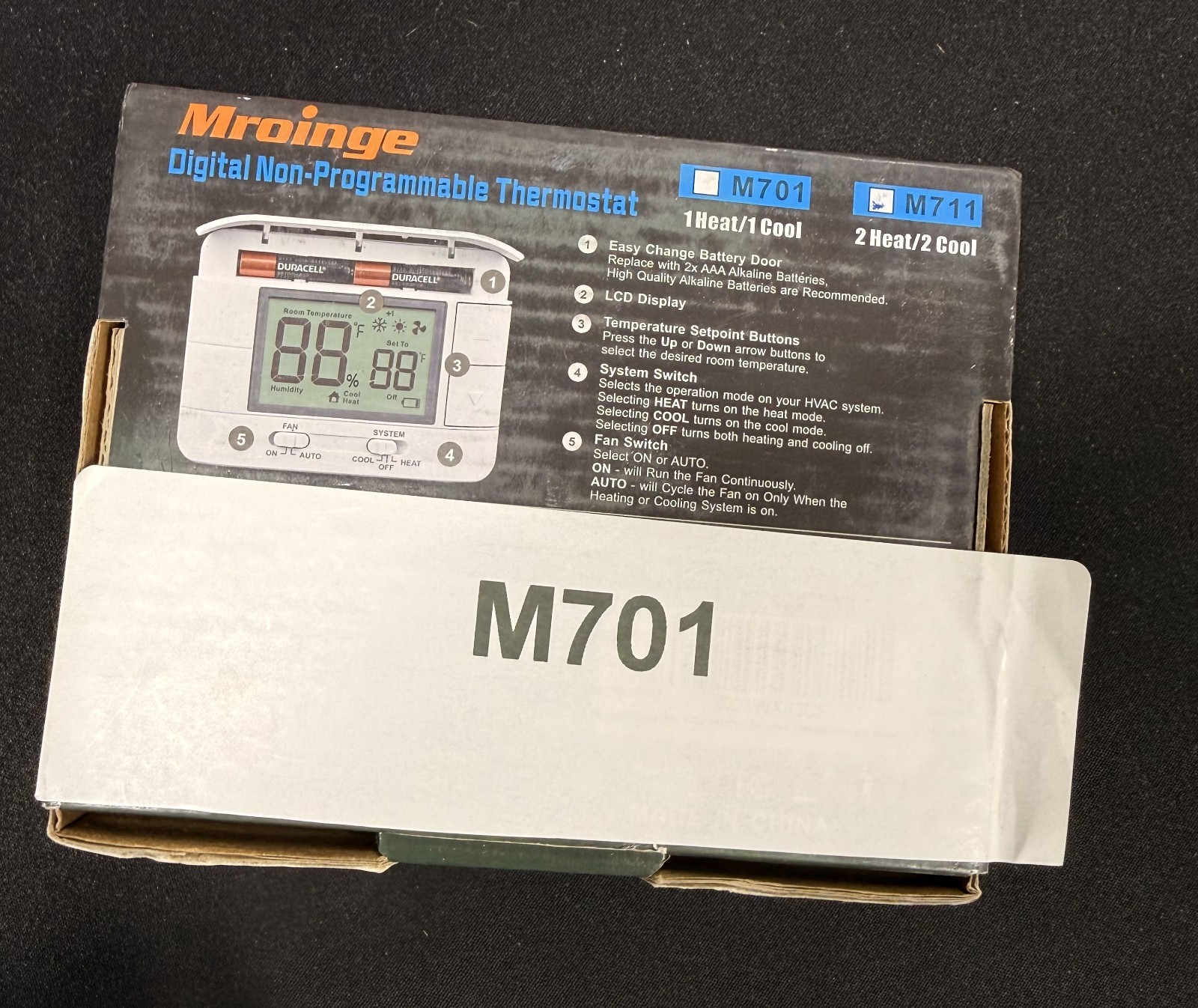 NEW Mroinge No 701 Digital Non-Programmable Thermostats Heat/Cool/Off Untested gallery