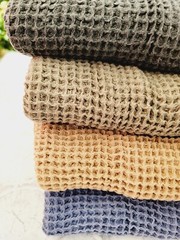 100% Cotton Waffle Honeycomb Pattern Machine Wash Throw Blanket