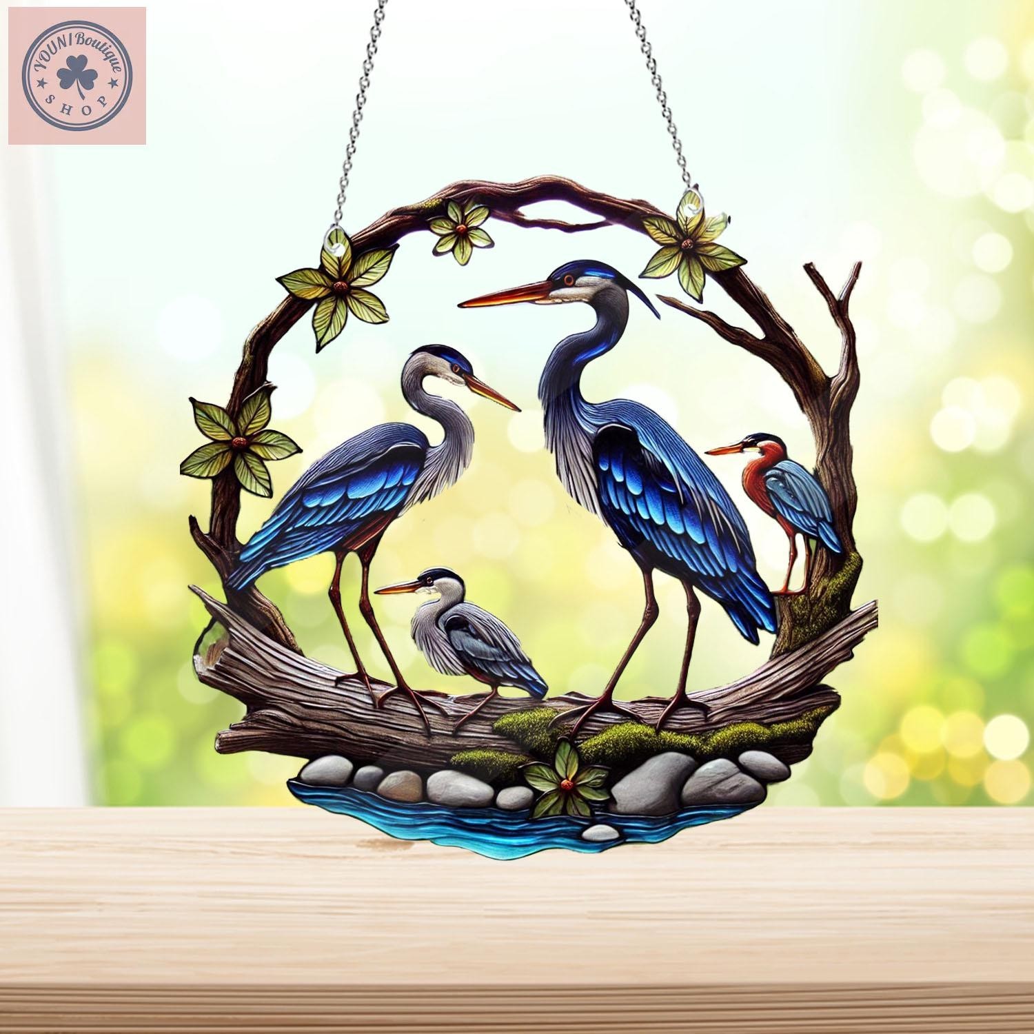 Blue Heron Acrylic Window Hanging, Bird Lover Home Decor Gift gallery