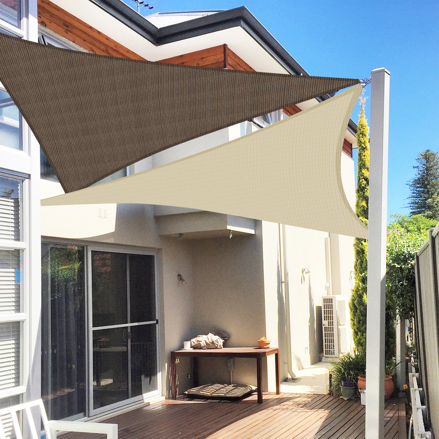 Permeable Sun Shade Sail Triangle Canopy Shade Cover UV Block Patio Pool Outdoor gallery