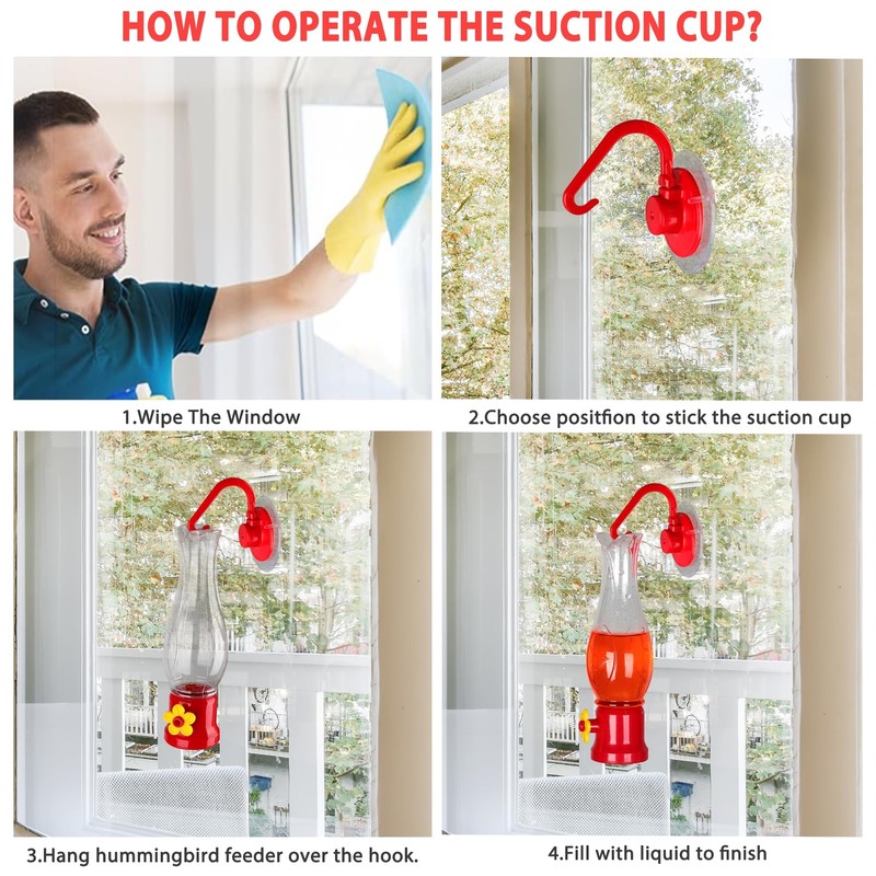 Hummingbird Feeder 4Pack Mini Hanging Flower Bird Feeders for Outdoors with 4... gallery