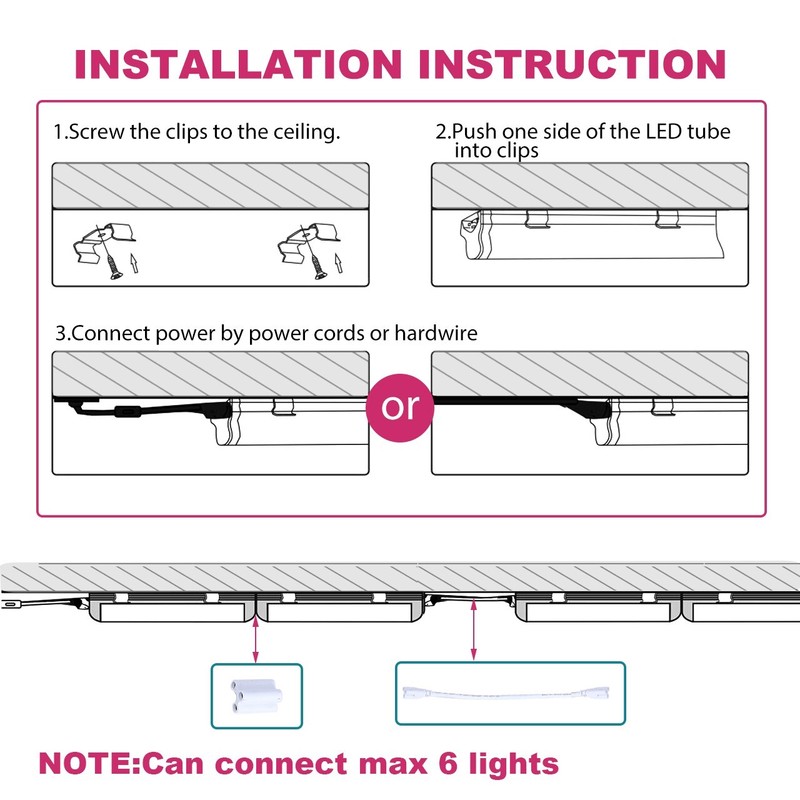 6 Pack 4FT 60W LED Linkable Shop Ceiling Light Super Bright Daylight 6000K gallery