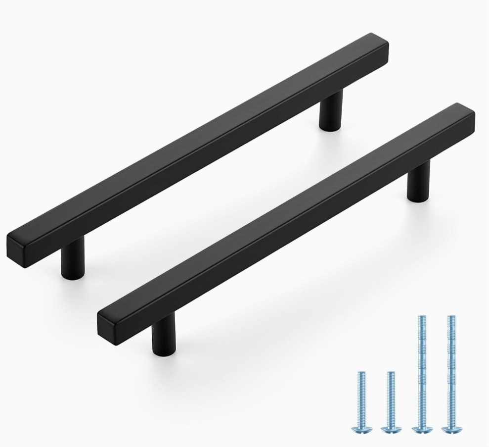 10 Pack 6-1/4 Inch Hole Centers Matte Black Square Cabinet Handles Drawer Pulls gallery