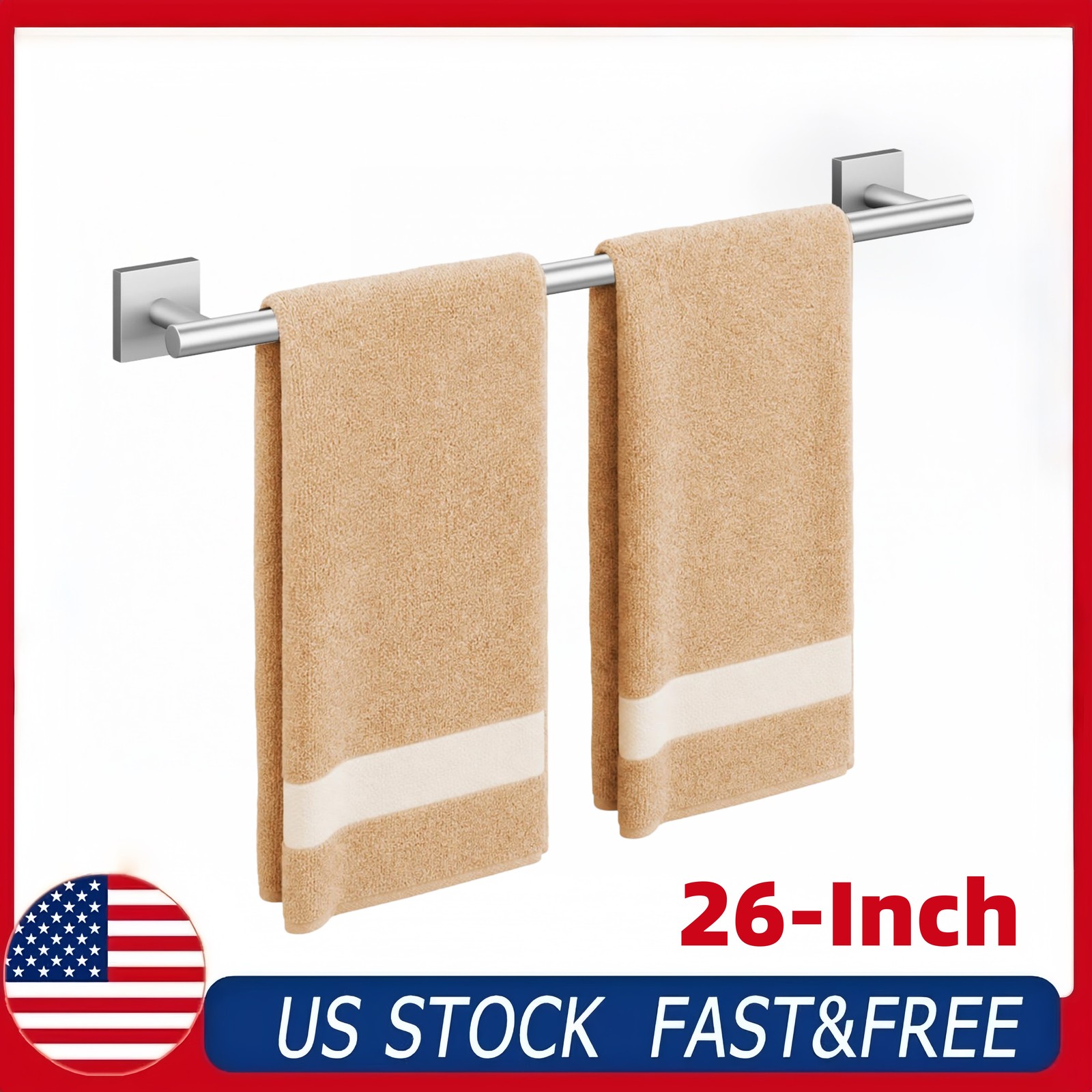 26" Bathroom Towel Rack Wall Mount, Brushed Nickel 304 Stainless Steel gallery