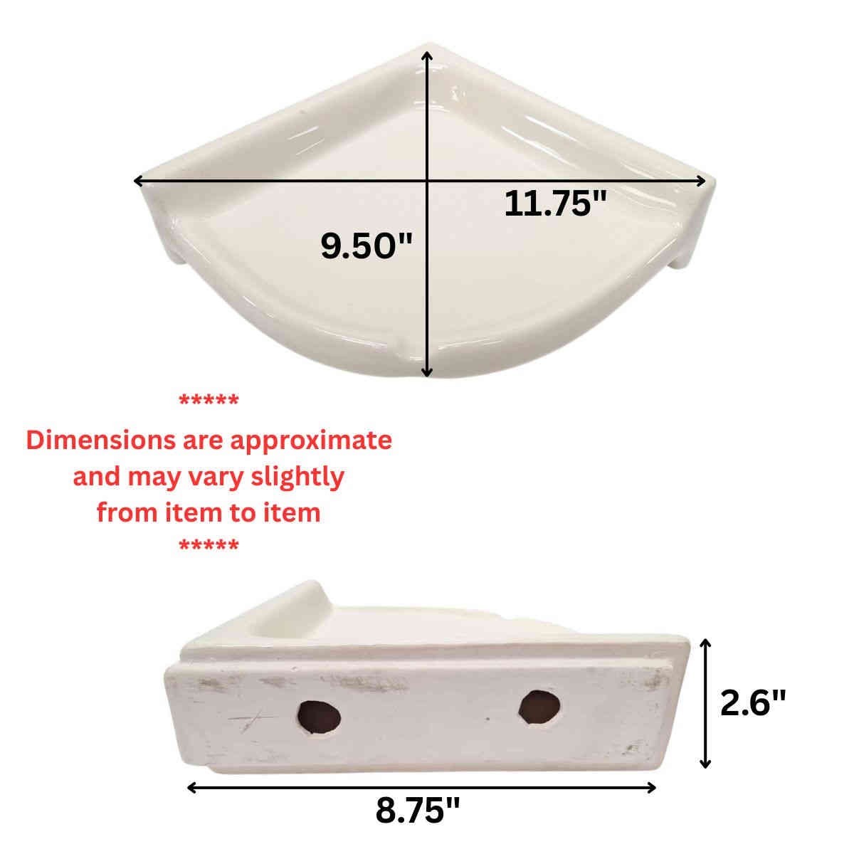 Round Extra Large Bone Glossy Ceramic Corner Shelf for Shower Bathroom Wall gallery