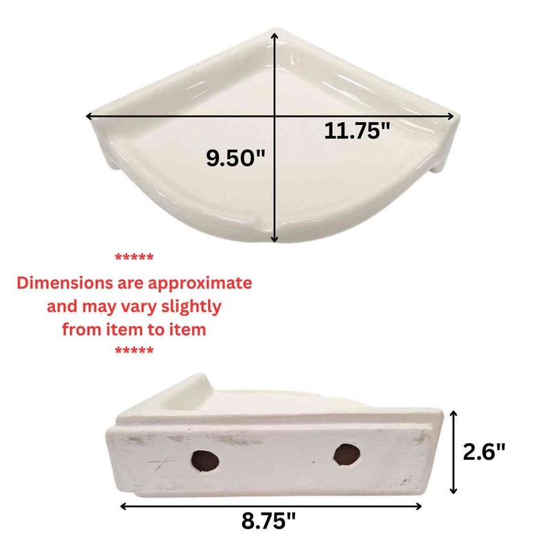Round Extra Large Bone Glossy Ceramic Corner Shelf for Shower Bathroom Wall gallery