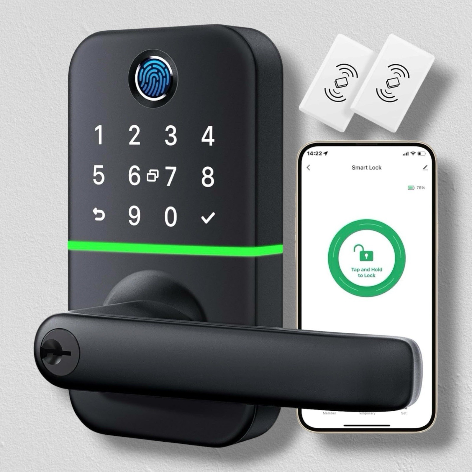Keypad Smart Door Lock with Handle: Kucacci Keyless Entry Fingerprint Lock gallery