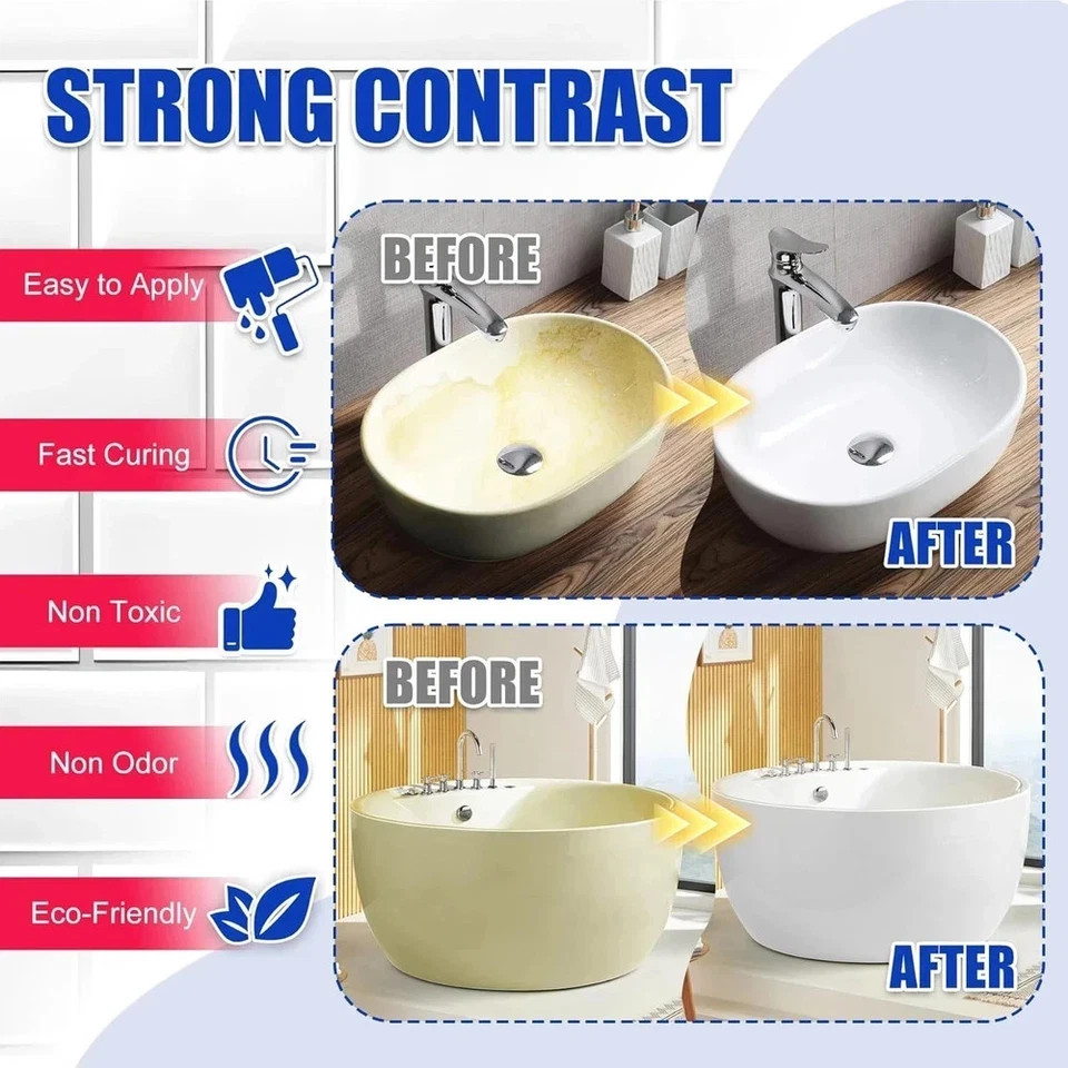 Tub and Tile Refinishing Kit - 17Oz Semi-Gloss White Tile Paint with Tools for B gallery