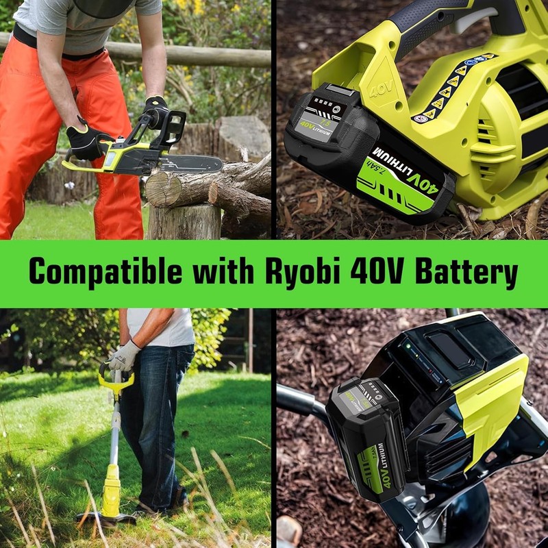 7500mAh Extend Capacity Replacement for Ryobi 40V Battery Compatible with Ryobi gallery