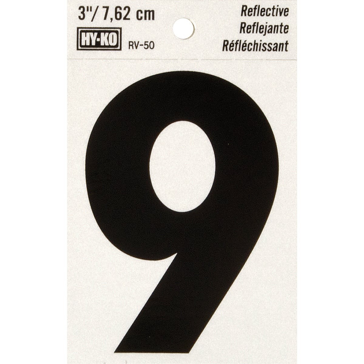 Hy-Ko Vinyl 3 In. Reflective Adhesive Number Nine RV-50-9 Pack of 10 Hy-Ko gallery