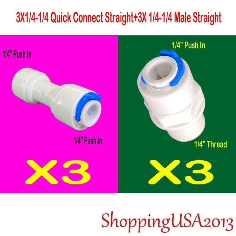 3X Quick Connect Straight+3X Male Thread Straight Fitting Connector 1/4"-1/4" gallery