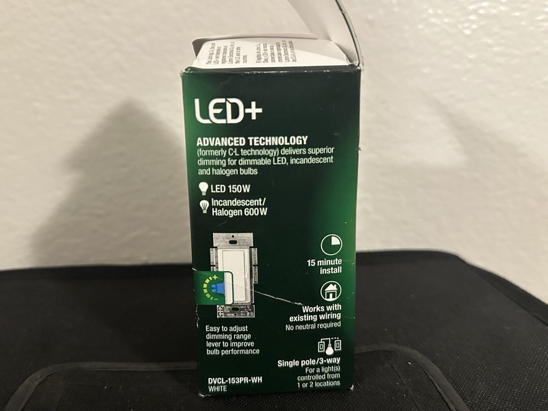 Lutron Diva Single Or 3-Way Location CFL/LED Digital Dimmer 120V DVCL-153PR-WH gallery