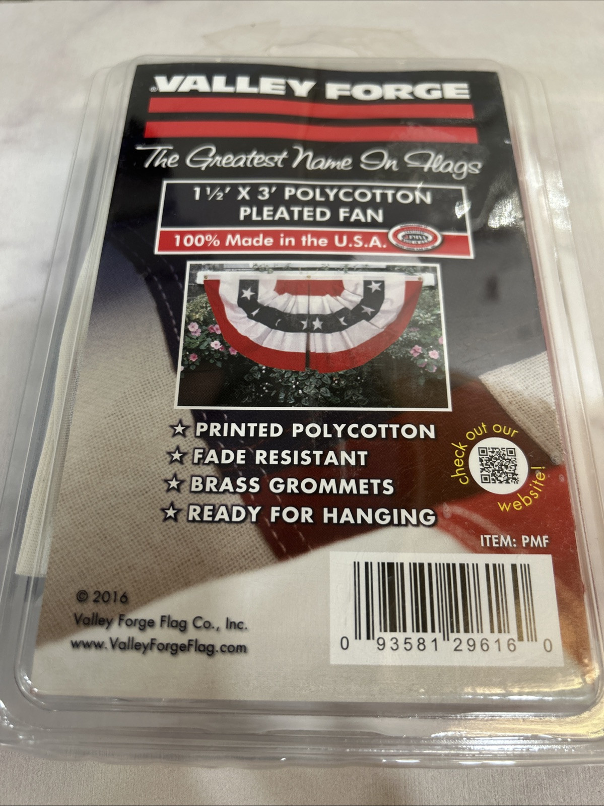 Valley Forge PMF Printed Polycotton Pleated Mini-Fan Flag 1-1/2 W x 3 H ft. gallery