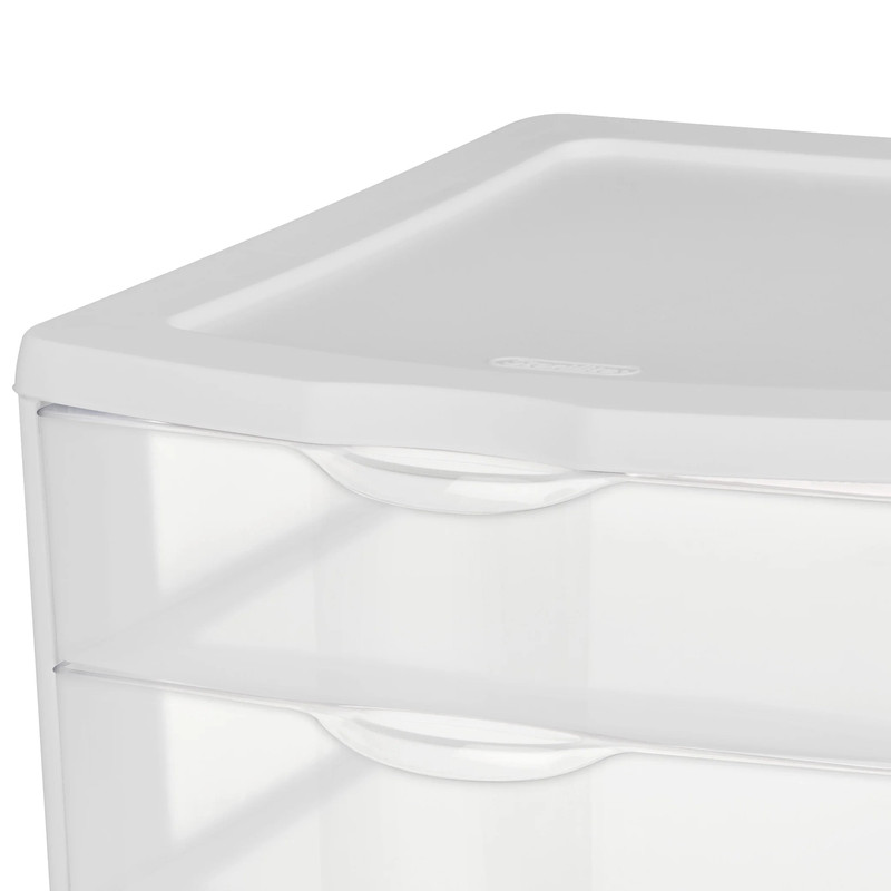 Sterilite 3 Drawer Unit, Clear Plastic Countertop or Desktop Storage Drawers, Wh gallery