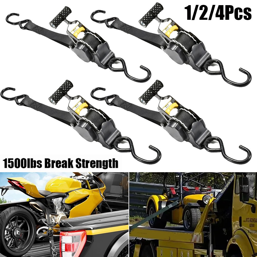 Retractable Ratchet Straps Heavy Duty Auto Self Retracting Tie Down Straps 130in gallery