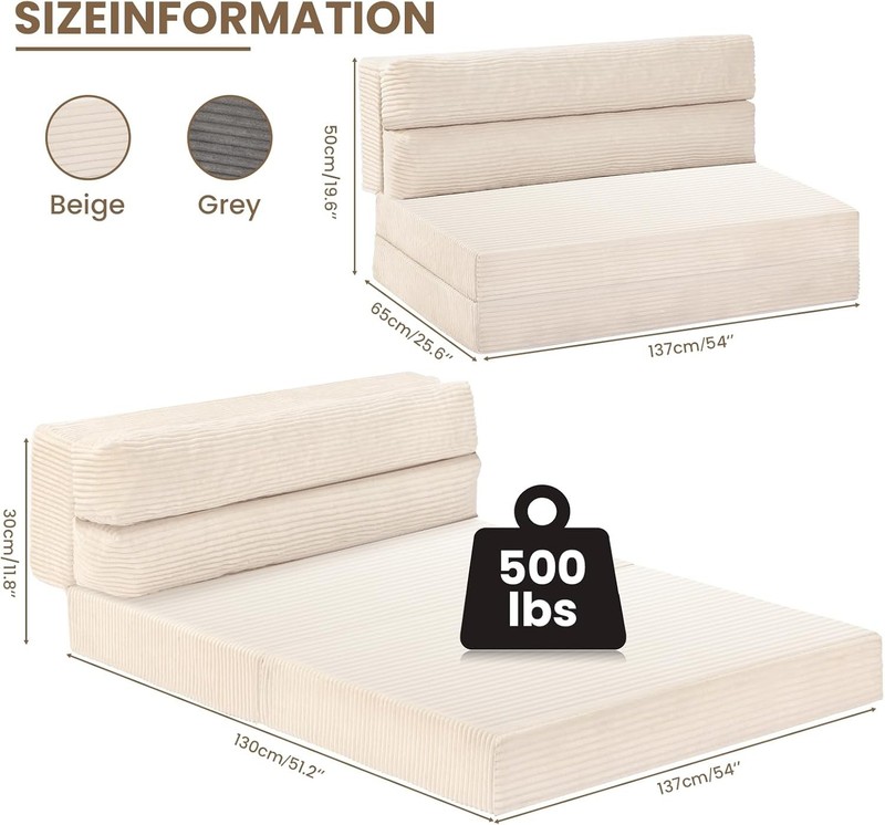 Folding Sofa Bed Convertible Sleeper Chair w/ Pilow Matress 2 in 1 Pull Out gallery