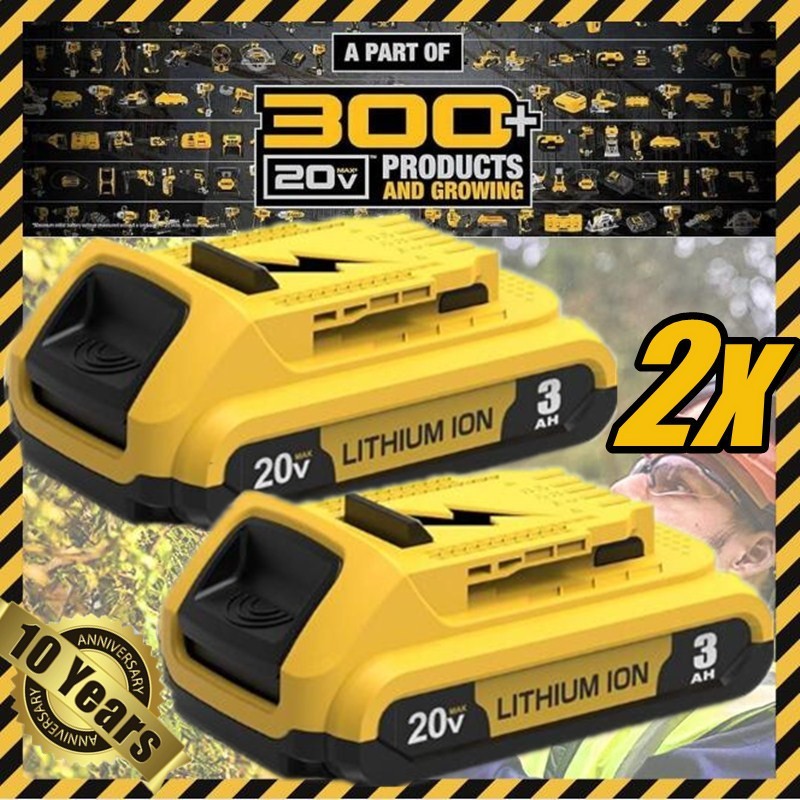 2PACK Dewalt DCB203 20V Max Battery 3.0Ah Lithium Ion Li-Ion 20 Volt /Charger gallery