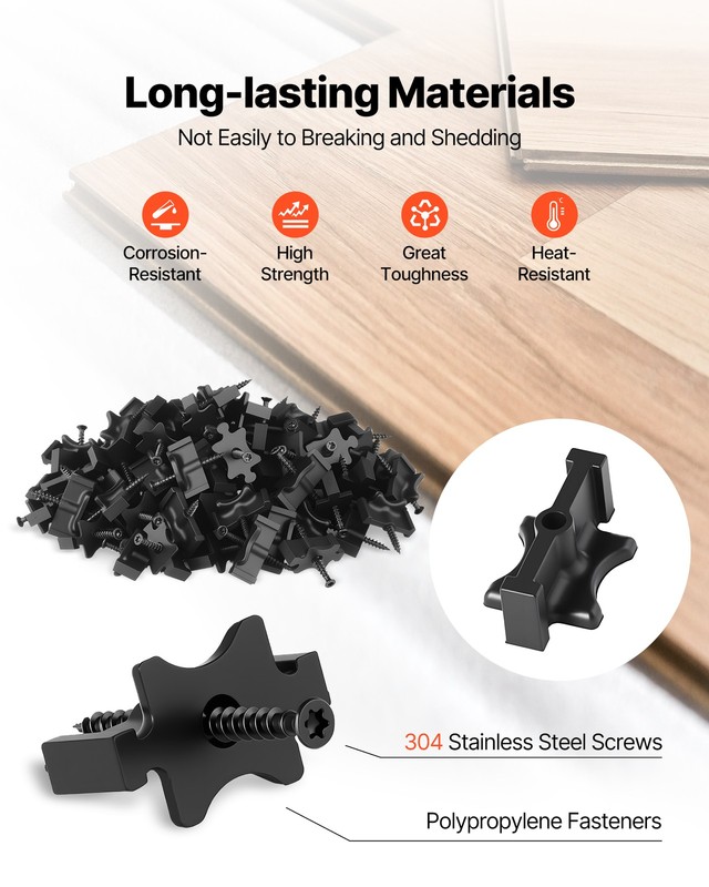 VEVOR 500PCS Hidden Deck Fasteners for Composite Decking Universal T Clips Black gallery