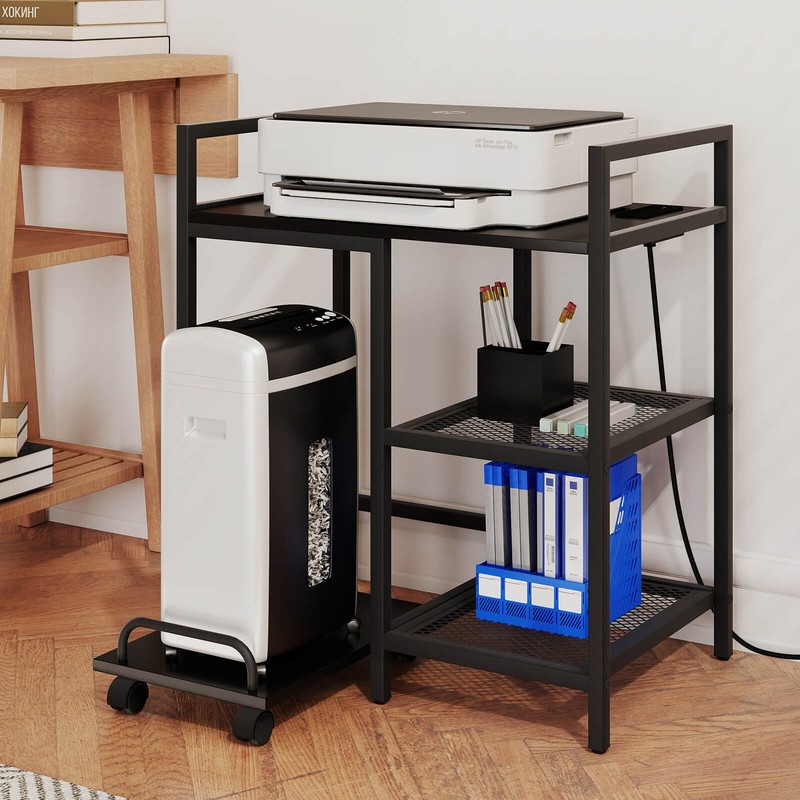 25” x 16” 3-Tier Printer Table with Storage Shelves, Wheels for Home Office gallery