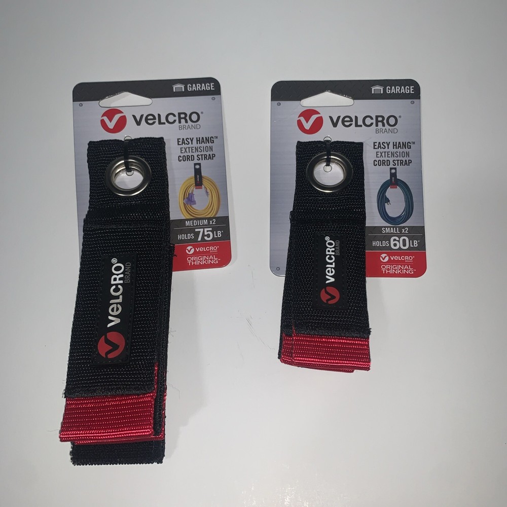 2-Count EASY-HANG 60lbs Small Extension Cord Velcro Strap And 2 75lbs Medium