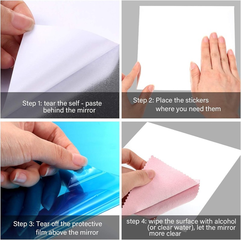 Thin and Lightweight Self-Adhesive Mirror Panels - 10x 6x6'' for Easy Decor gallery