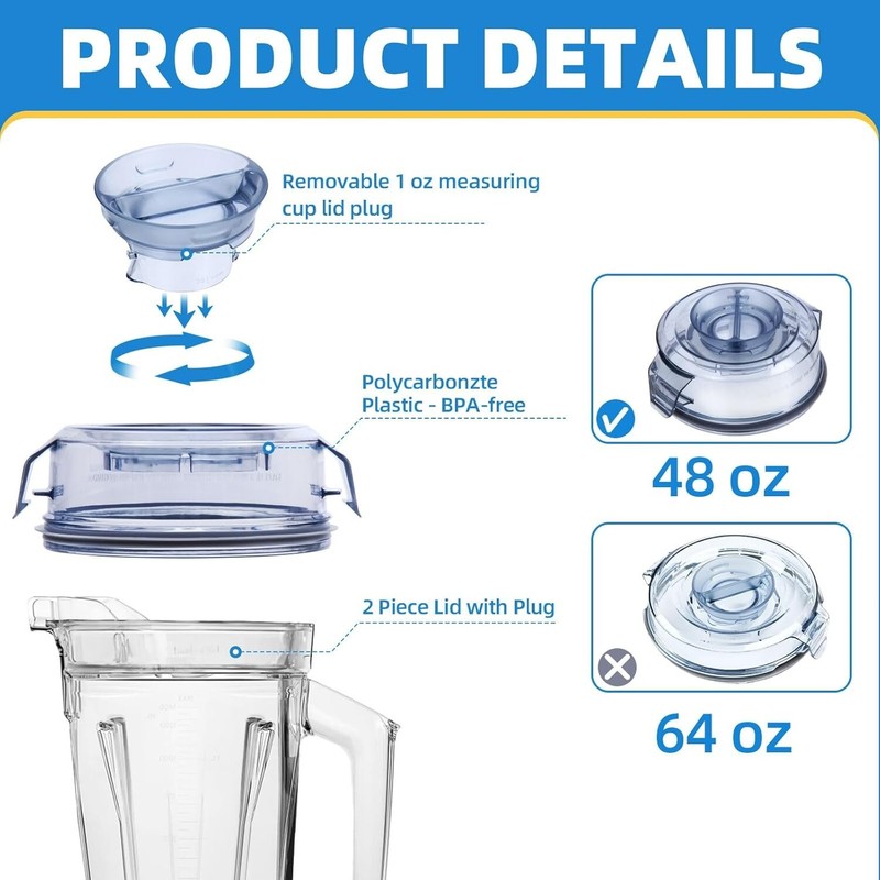 Replacement 48 oz Pitcher Lids for Vitamix Stainless Steel Container Ascent gallery
