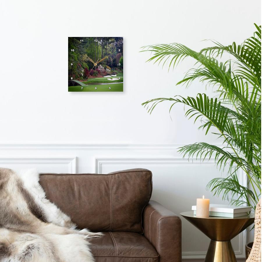 3dRose, Augustas Amen Corner Golf Course - Golfers on Bridge, Wall Clock gallery
