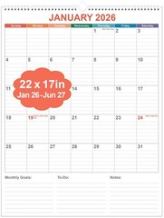 Large Calendar 2026 with Spiral Bound – 18 Month Big Calendar from January 20…