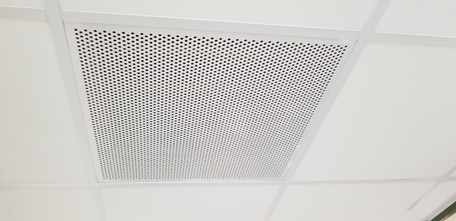 2'x2' White Plastic Perforated Ceiling Tile with 1/2" holes-2pack gallery