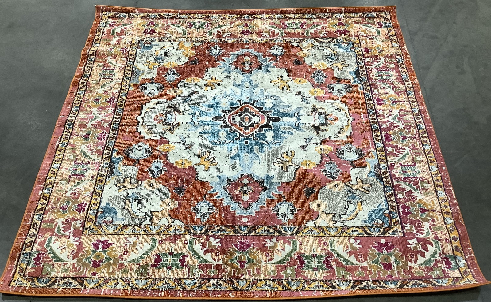 ORANGE / LBLUE 8'-0" x 8'-0" Back Stain Rug Reduced Price 1172685920 MNC243H-8SQ gallery