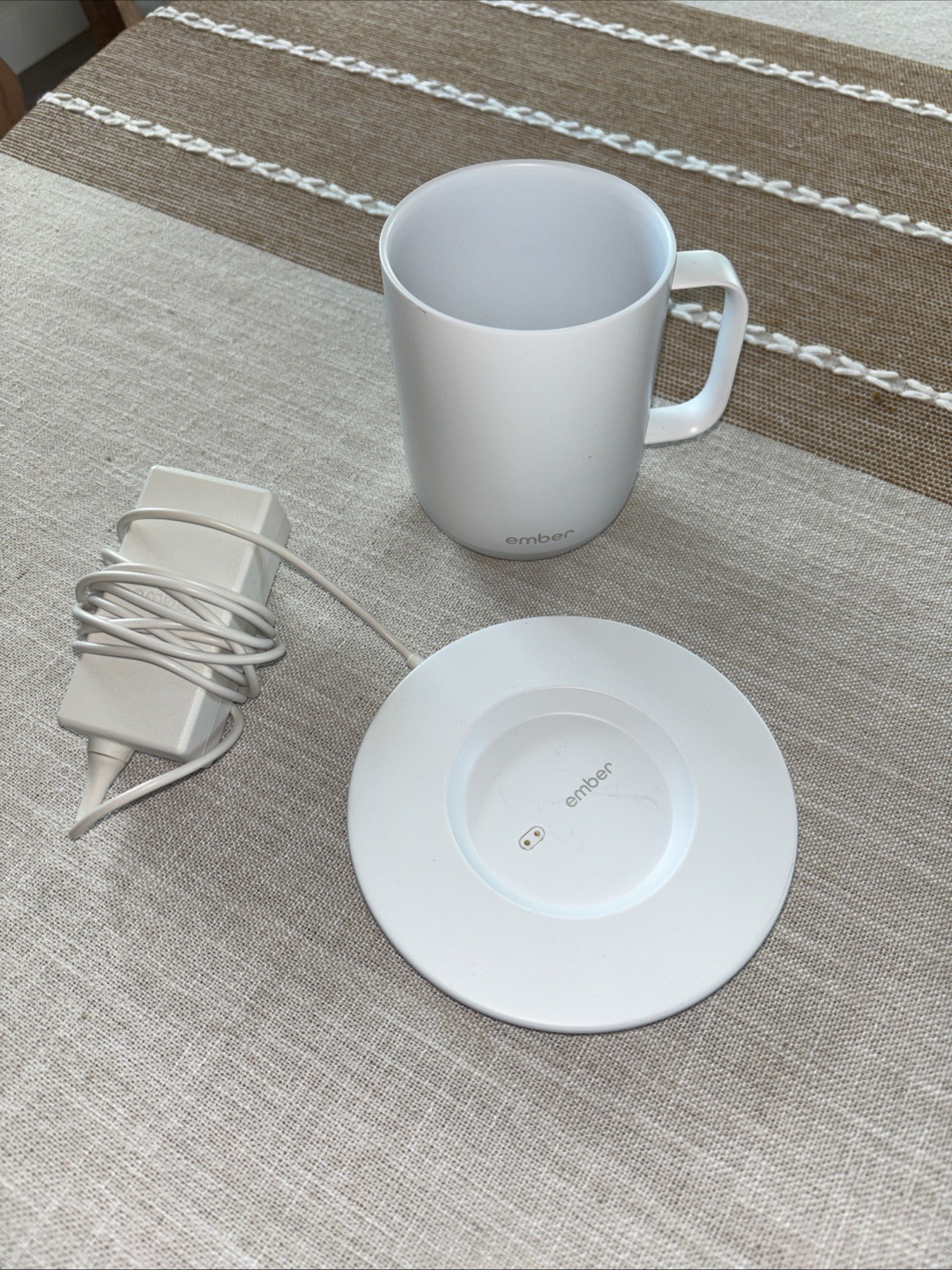 Ember Smart Mug 10 oz White Ceramic With Handle & Charging Coaster Adapter gallery