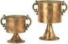 Antique Style Copper Planter Bowl Set 2 With Handles Pedestal Flower Pot gallery