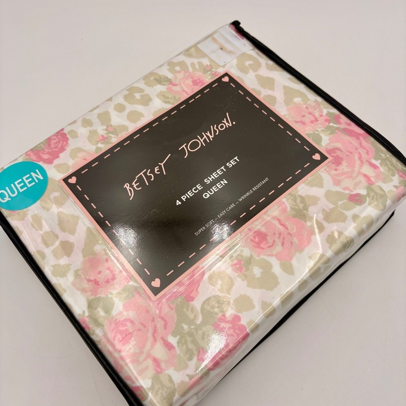 Betsey Johnson Queen 4 Piece Sheet Set Pink Floral Leopard Wild Love Romantic gallery