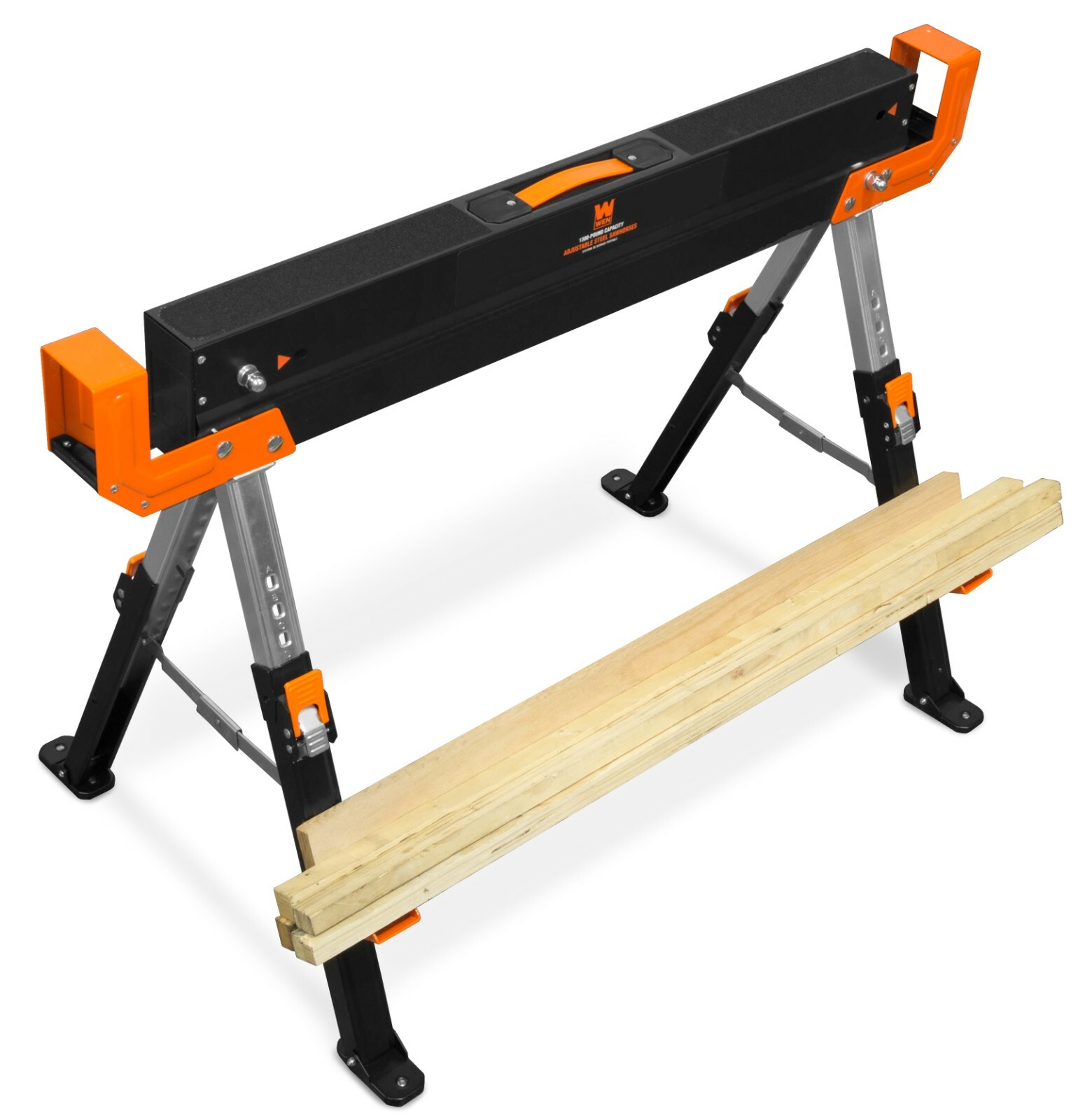 WEN WA1302 1300-Pound Capacity Height Adjustable Folding Steel Saw Horse with 2x gallery