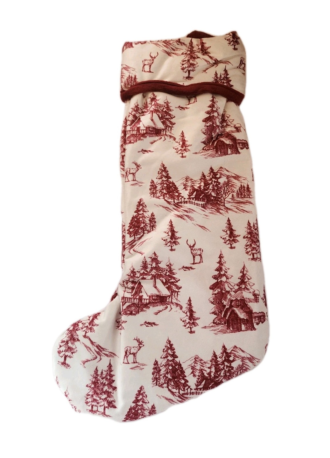 My Texas House Christmas Stocking Forrest Red & Ivory 21" Holiday Old Fashion gallery