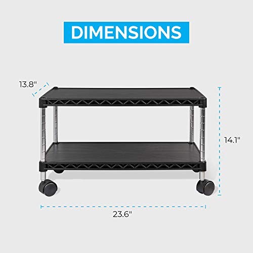 Under Desk Printer Stand with Storage 24" X 14", Printer Cart, Regular Black gallery