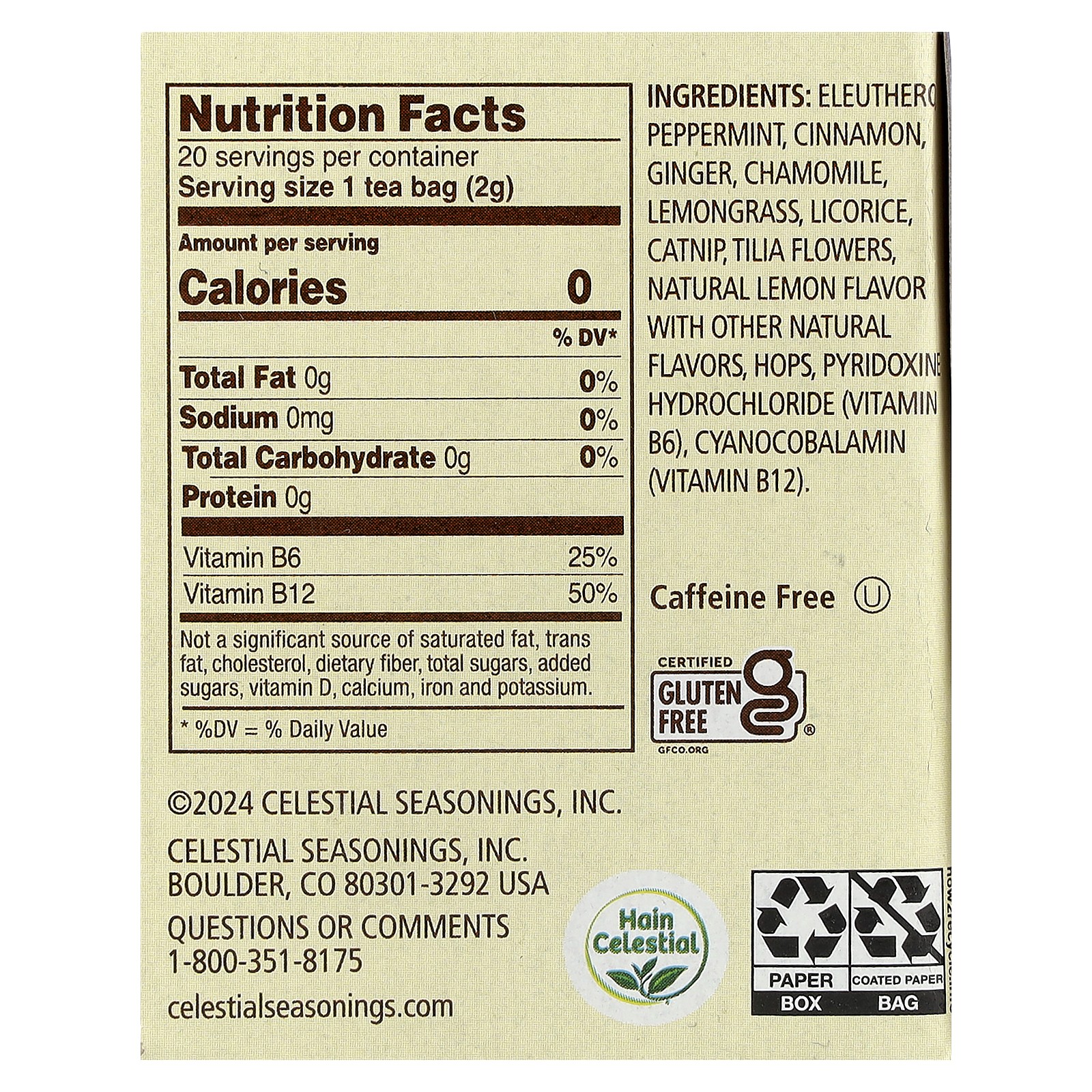 Herbal Tea, Tension Tamer®, Caffeine Free, 20 Tea Bags, 1.5 oz (43 g) gallery