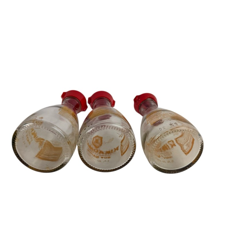 Kikkoman 3 Empty Glass Reusable Soy Sauce 5 Oz Containers Bottles Restaurant gallery