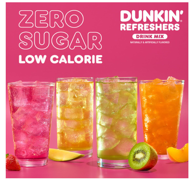 Dunkin’ Zero Sugar Refreshers Powdered Drink Mix Packets, 30 Ct Variety Pack, 3 gallery