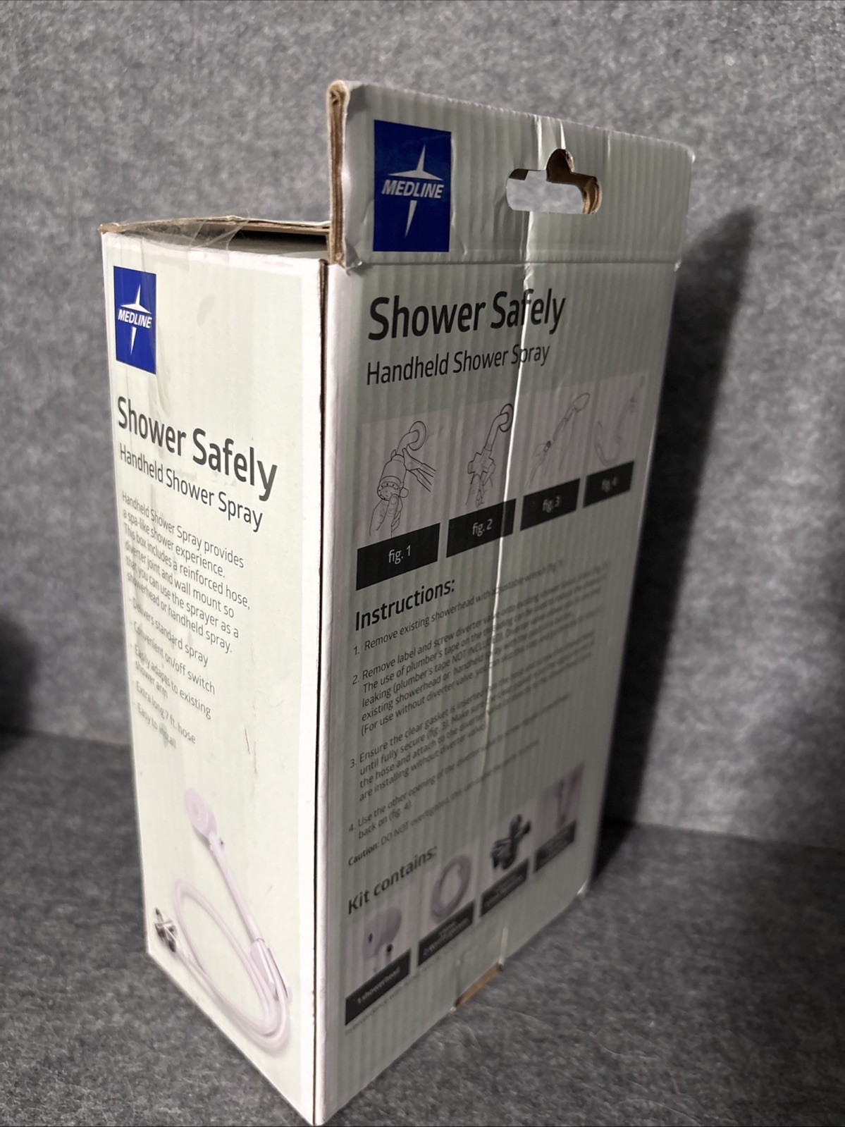 MedLine Shower Safely Handheld Shower Spray w/ Extra Long 7ft Hose White gallery
