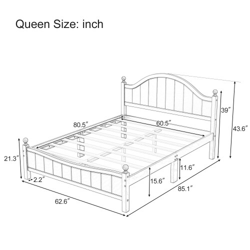 Full/Queen/King Size Platform Bed Solid Wood Bed Frames w/ Headboard & Footboard gallery