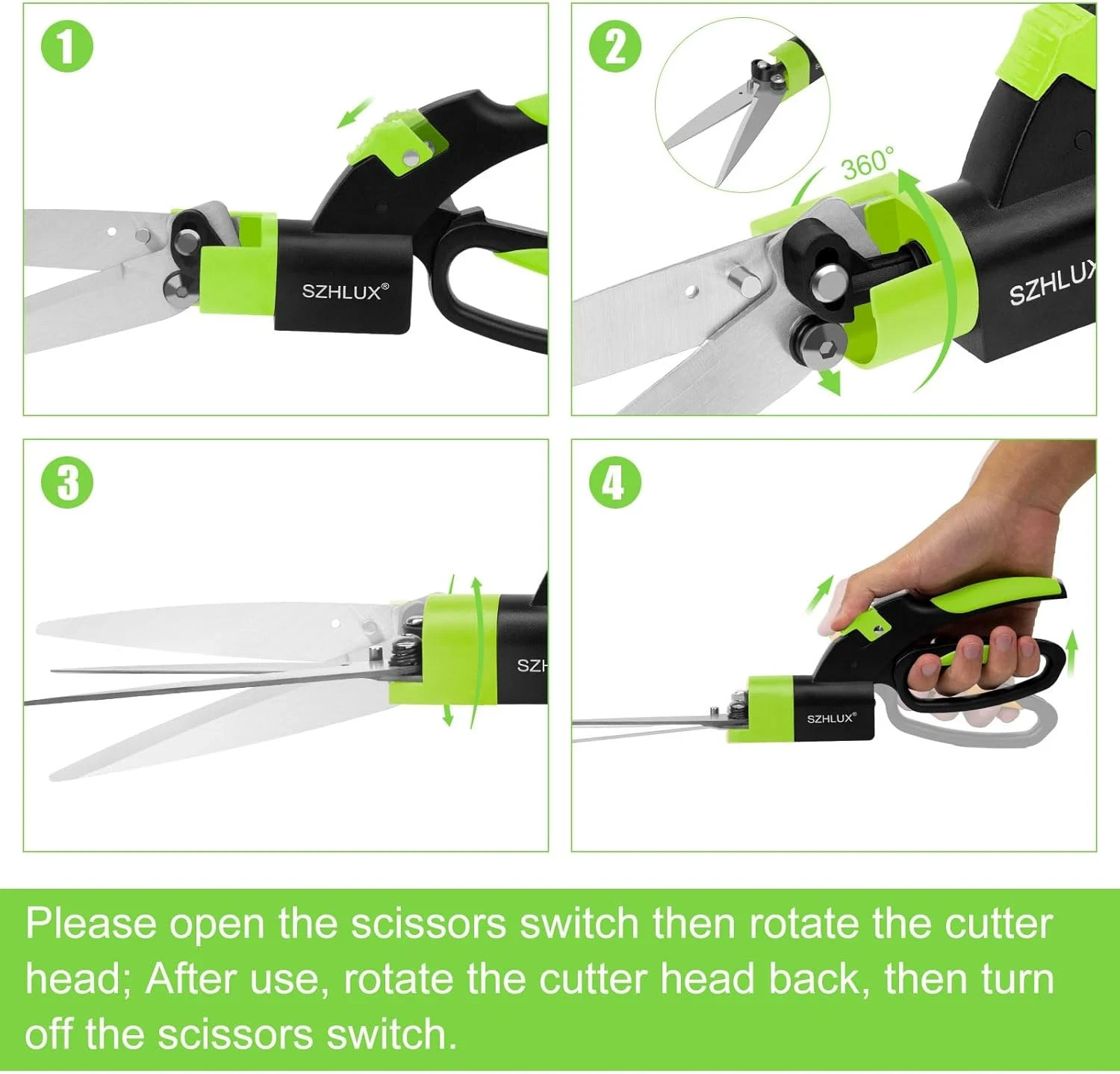 SZHLUX Grass Shears 360-Degree Swivel Blades, Ultra-Sharp Grass Cutter with 5’’ gallery