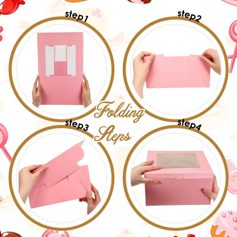 24 Pcs Cake Boxes with Window 10 x 10 x 5 Inches Cookie Bakery Dessert Boxes Squ gallery