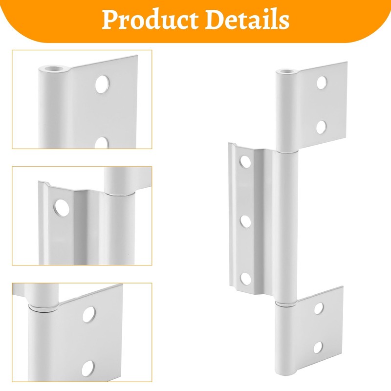 3-Pack Matte White Screen Door Hinges, 1/8 Inch Grooved Center Storm gallery